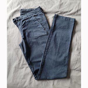 NWOT 7FAM Blue Cotton Twill Straight Leg Pants (Size 26)